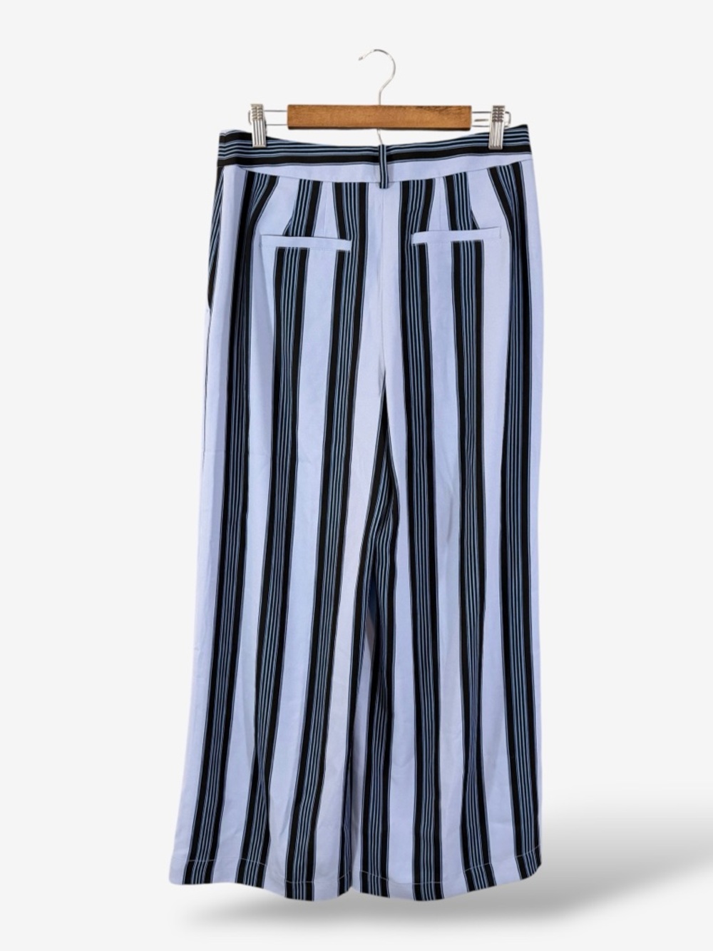 Loft Blue Stripe Wide Leg Pants Size 4T 4 Tall/Long Flat Front Trouser Casual - Picture 8 of 9
